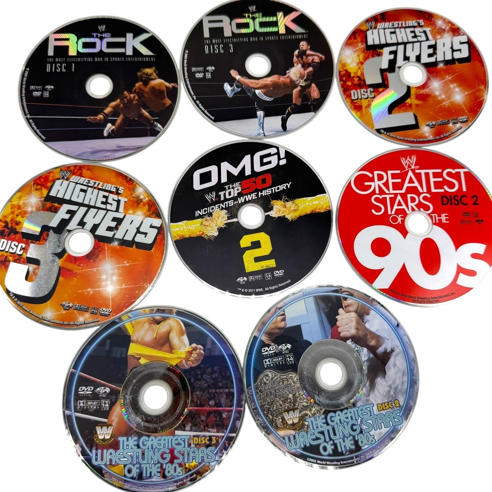 WWE Wrestling DVD Lot Hulk Hogan The Rock Shawn Michaels Jeff Hardy Used Discs - Picture 4 of 4